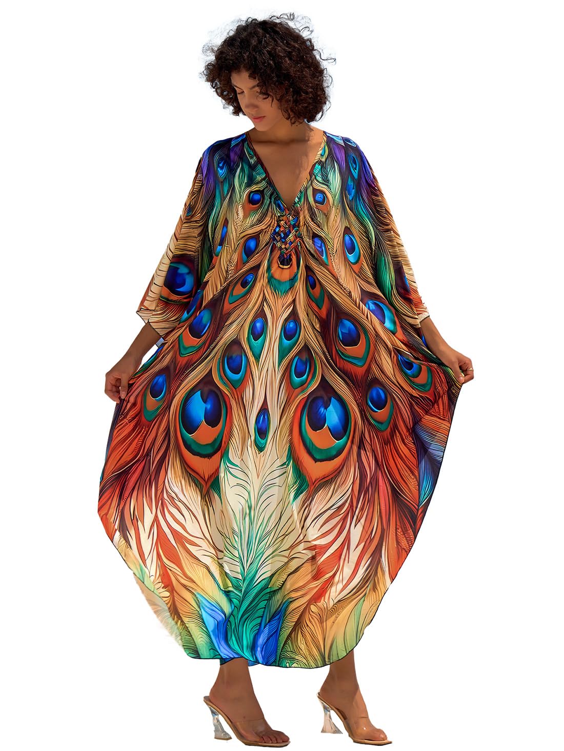sunforyou Kaftan Dresses for Women Stylish Caftans Plus Size Beach Cover up Soft Loungewear
