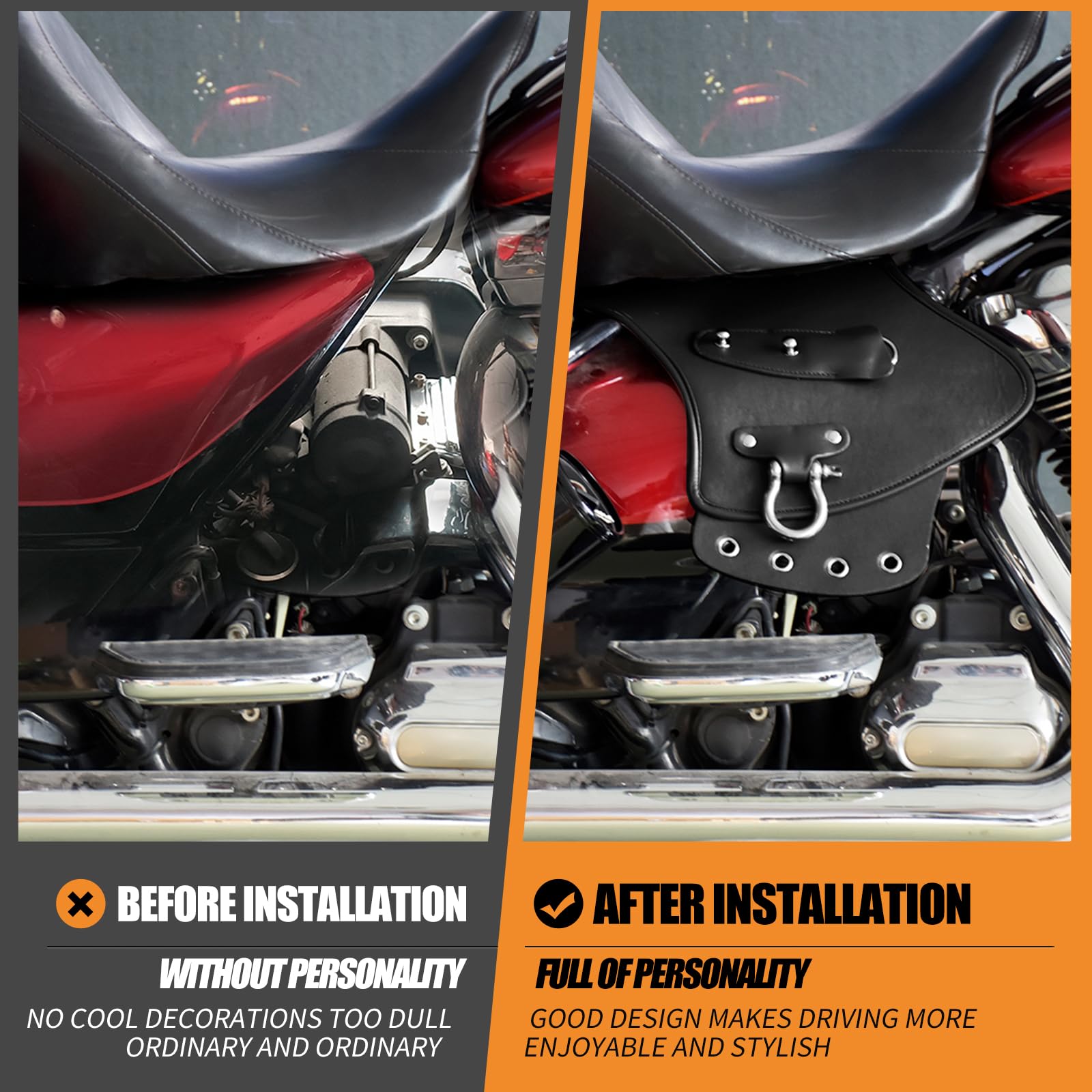 Scudo termico universale per sella moto | Deflettore laterale in pelle PU nera, adatto per moto Harley Sportster, Dyna, Softail, Touring e Yamaha, Honda, Suzuki