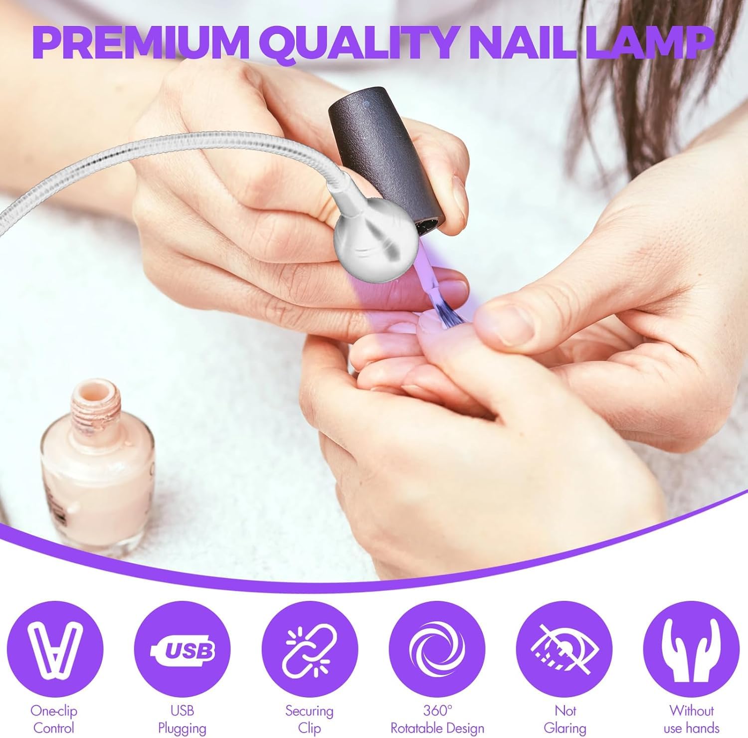 Lampada UV Led Unghie, 5W Mini Essiccatore per Unghie UV per unghie in gel lampada per colla ultravioletta professionale americana con testa rotante a 360 gradi per manicure a dita asciutte