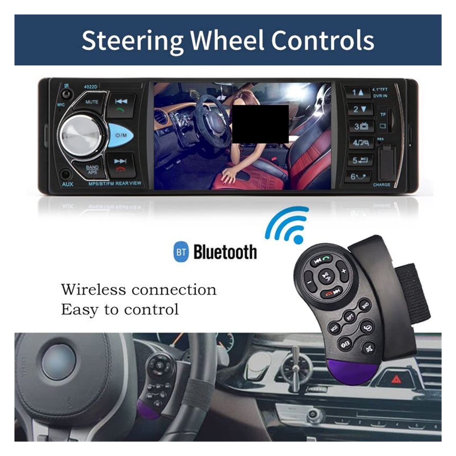 Radio samochodowe 1din stereo mp5 mp3 Bluetooth Radio FM USB Autoradio 4.1 -calowe wsparcie tylne lusterko Przenośny(With 8 LED Camera)