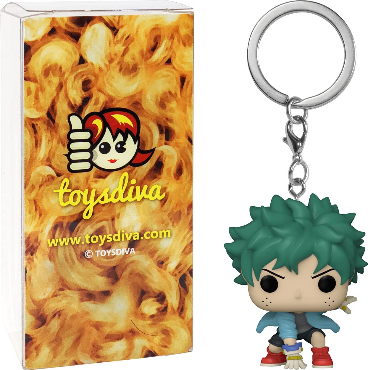 Izuku Midoriya: Pocket P o p ! Mini-Figural K e y c h a i n Bundle with 1 Compatible 'ToysDiva' Graphic Protector (58041 - B)