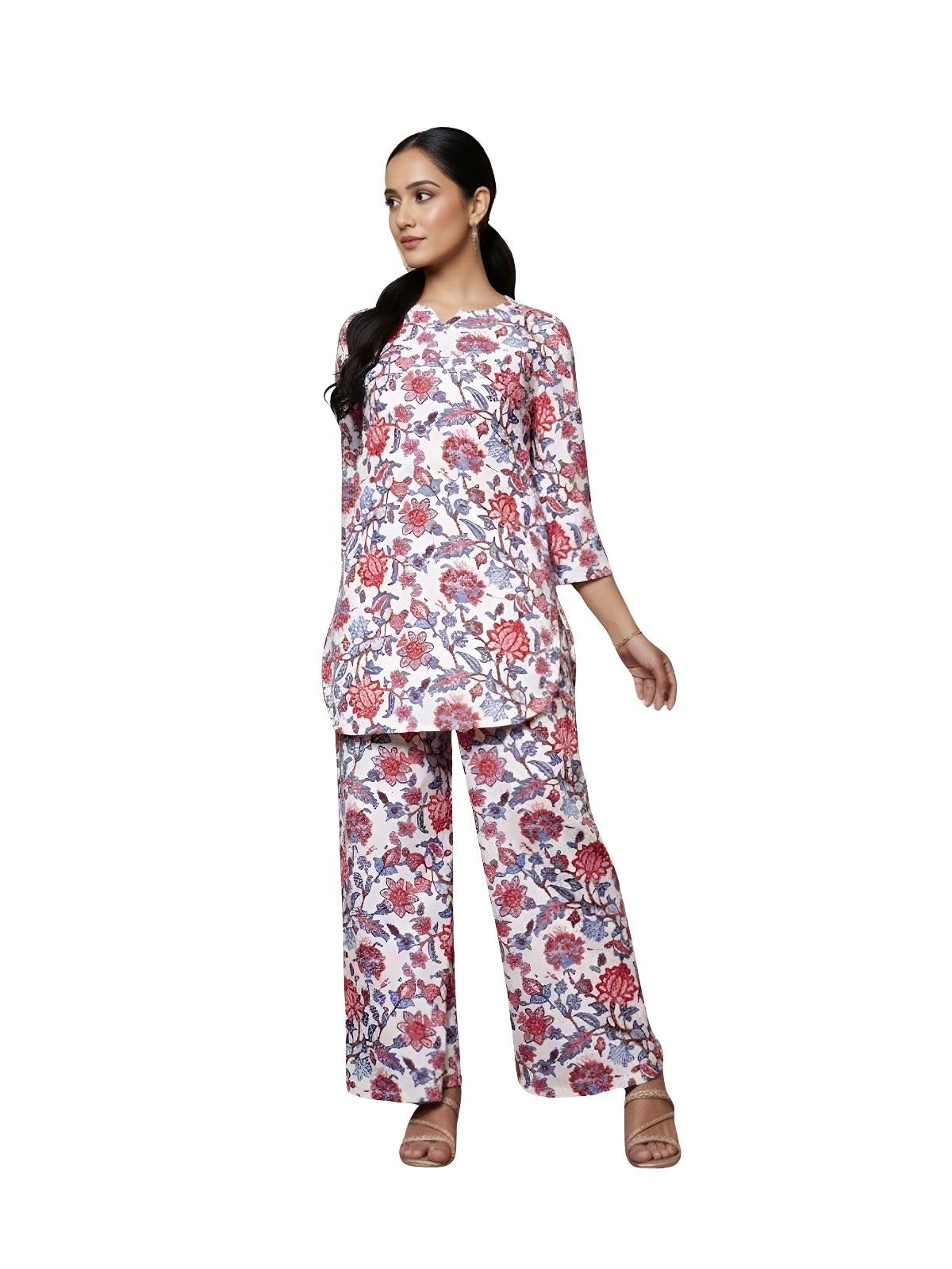 Leriya Fashion Co-ord Set For Women Stylish | Kurta Sets for Woman | Kurtis | Short Kurti For Women Latest | Dress For Woman | 3/4 Sleeve Printed Ethnic Co Ord Set