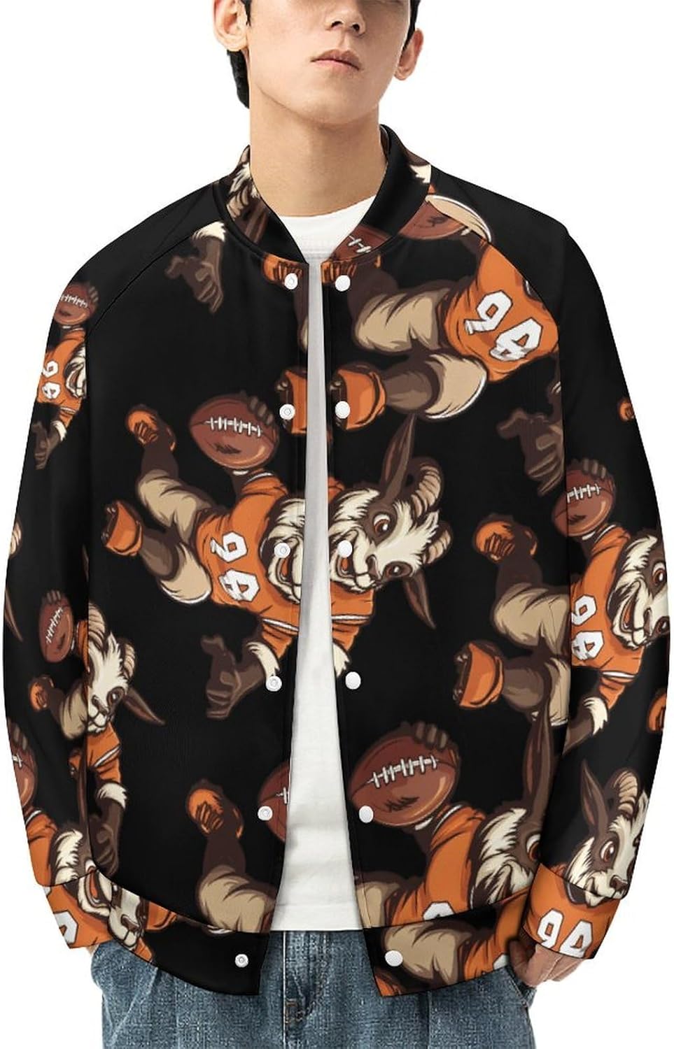 Goat Football Baseball Jacket Casual Sportswear Bomber Jacket Coat for Men Women