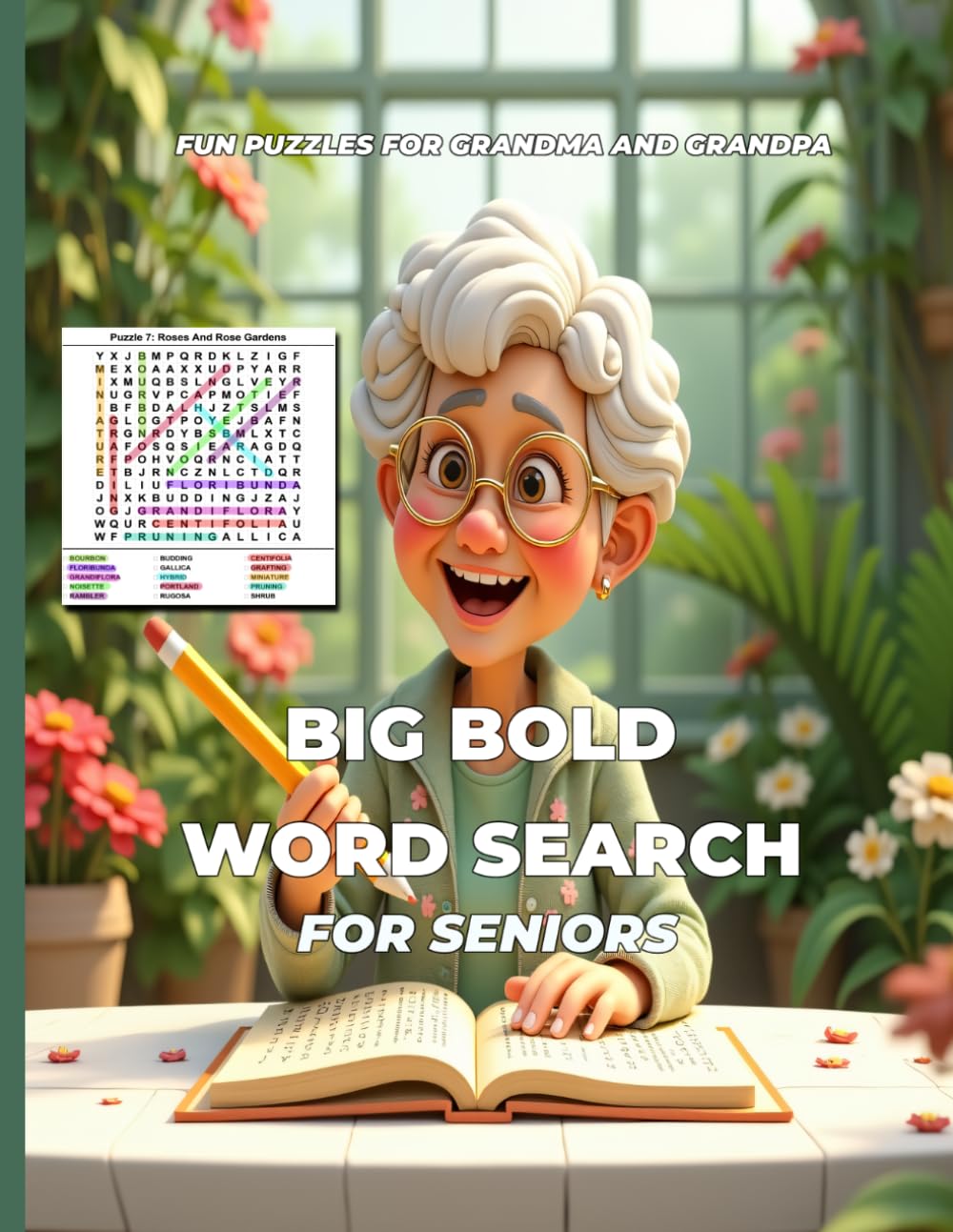 Big Bold Word Search For Seniors: 100 Large Print Puzzles — Roses, Tropical Plants, Water Gardens and Spring Flowers