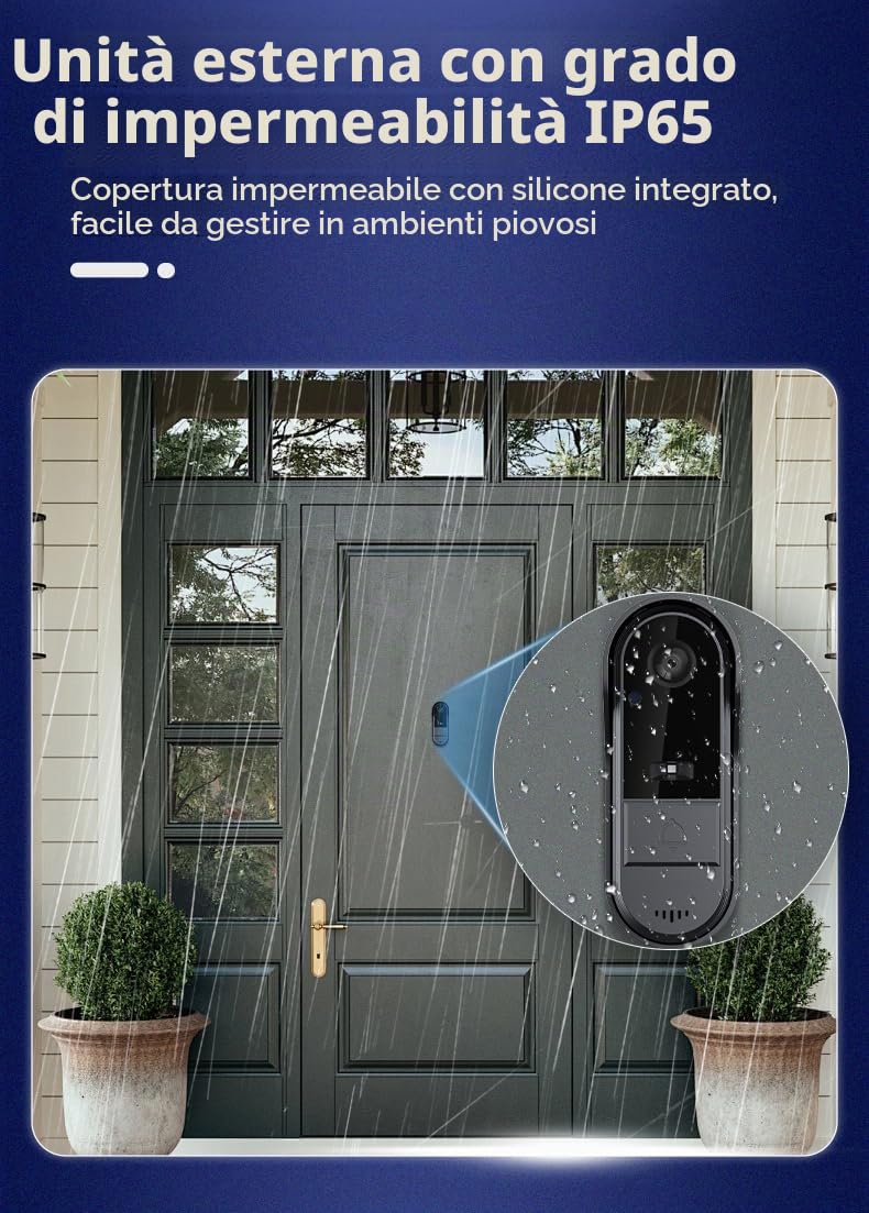 Campanello Senza Fili Da Esterno HD Visione Notturna Citofono Videocitofono Collegato IP65 Impermeabile Campanello Collegato Batteria Ad Alta Capacità Di Sorveglianza Resistenza 4,3” Schermo