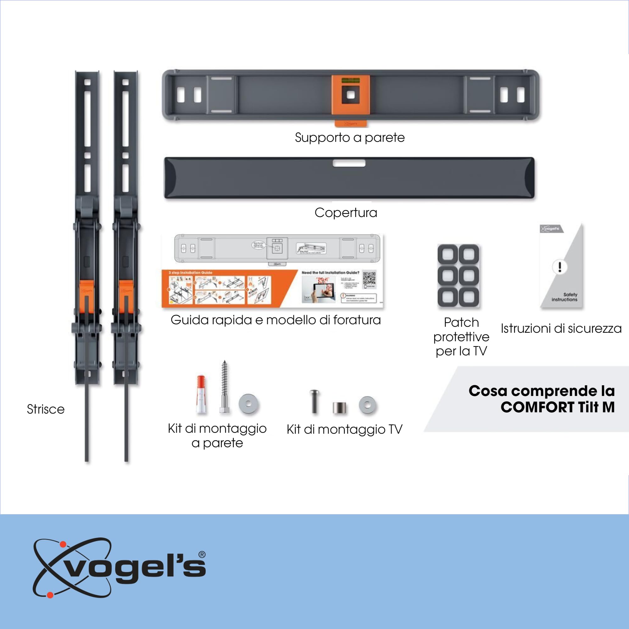 Vogel’s TVM 3415 Supporto TV inclinabile per televisori da 32-65 pollici, Max. 25 kg, Staffa da parete per TV max. VESA 400x400