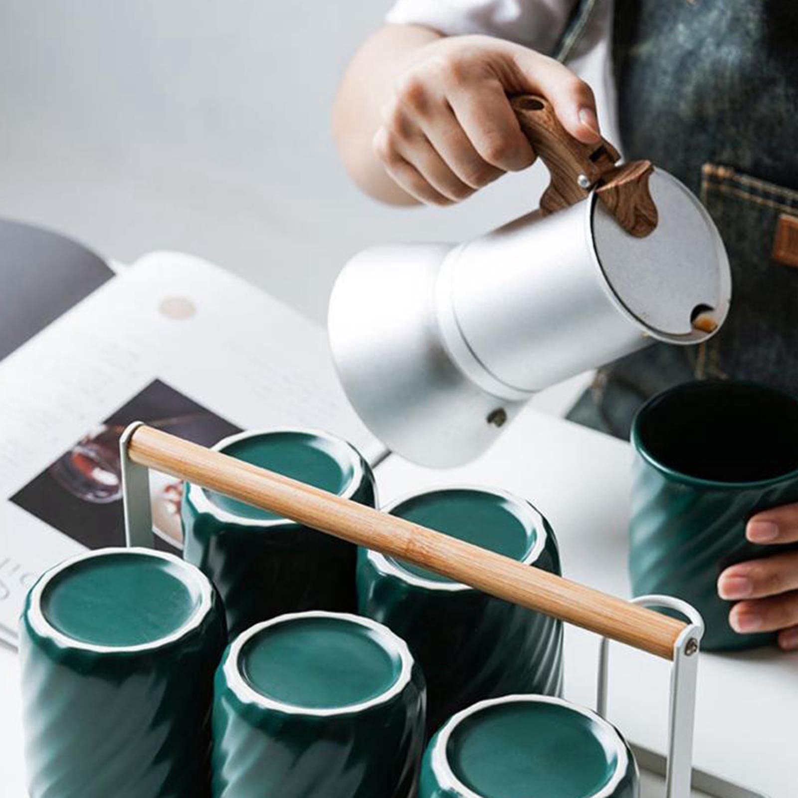 Caffettiera in Alluminio per Uso Alimentare 150 ml 3 Tazze Caffettiera Espresso Caffettiera Moka Fornello a induzione Riscaldamento per L'Ufficio Domestico