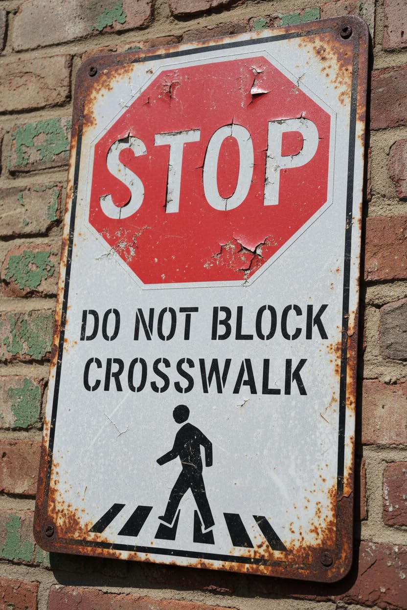 Wall Decor Stop Do Not Block Crosswalk Sign. 8x12Inch Metal. Vintage Signs Aluminum Plates Printed