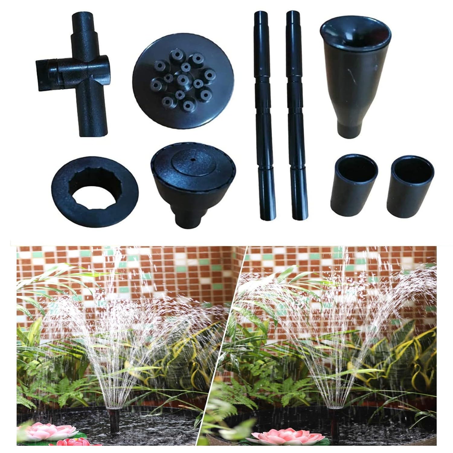 Talinoz Fountain kit for Garden for Home Decoration Outdoor, Sprinkler Fountain Kit Head Set Nozzle Extension for Garden and Pond Submersible Water Pump (Fountain Kit - Small)