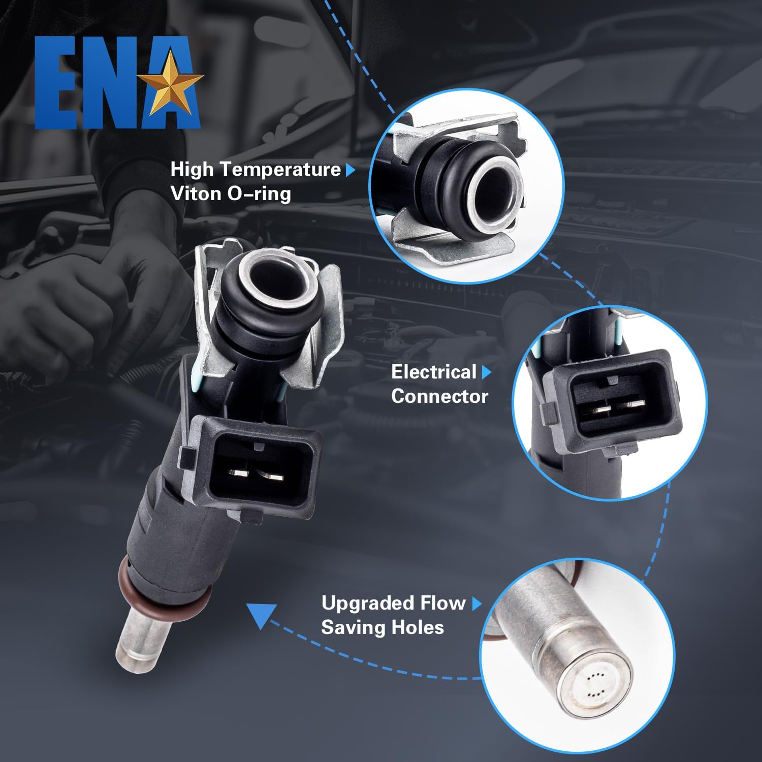 ENA 8 Holes Fuel Injectors Compatible with Chevy Chevrolet Cruze Cruze Limited Sonic 1.8L L4 2011 2012 2013 2014 2015 2016 Replacement for FJ1153 55570284 800-2189N 25185231 Set of 4