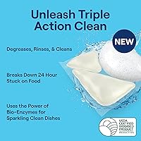 Vista 3 de Seventh Generation Paquetes de detergente para lavavajillas de triple acción limpiadora automática con poder de bio-enzima, libre y transparente