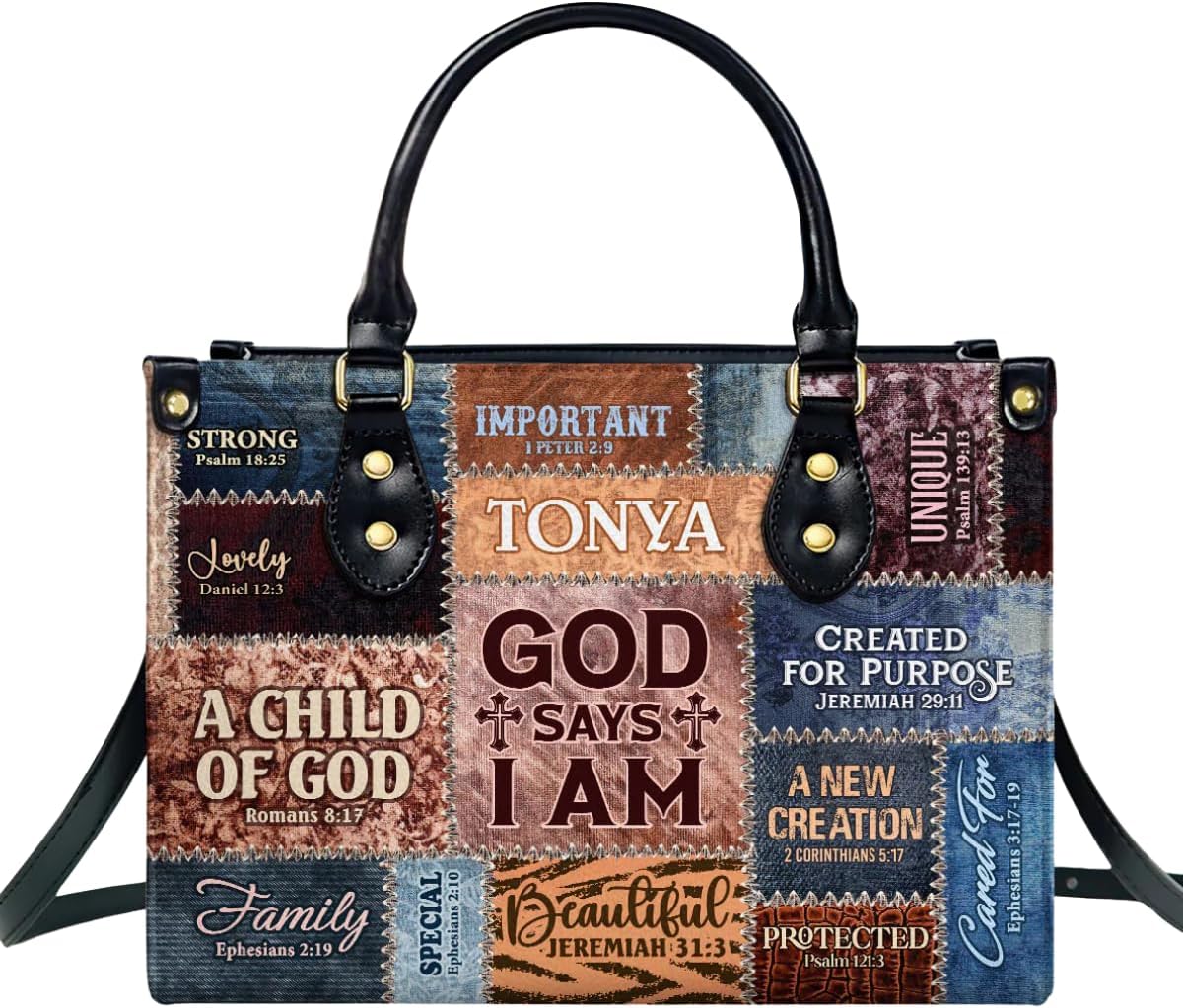 God Says I Am - Personalized Leather Handbag, Leather Bible Bags For Women, Blessed Handbags For Women, Christian Purses For Women, Bible Purse For Women, Christian Religious Purses For women