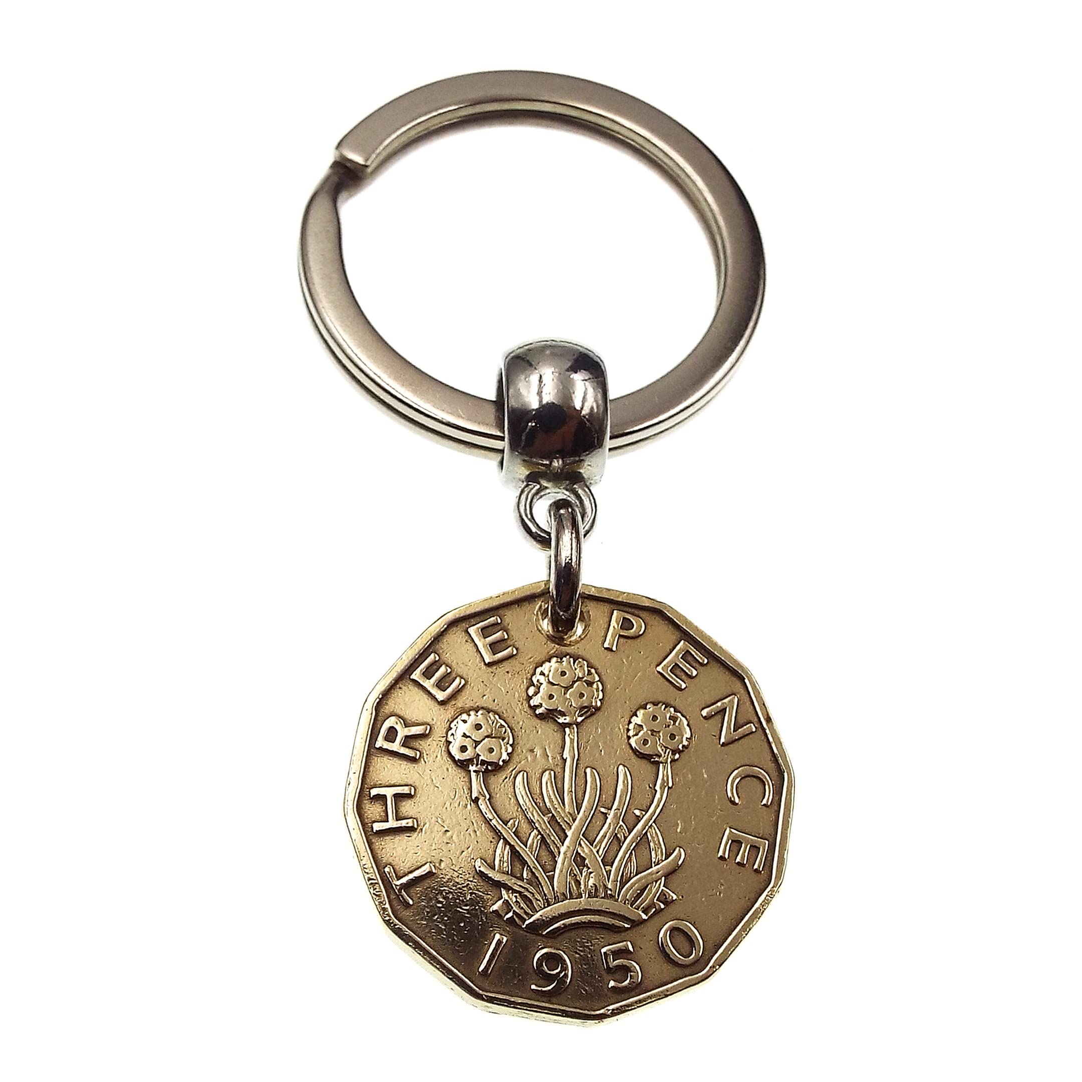 A Silver Dream Unisex Multi 1950 Brass Threepence Coin Keyring