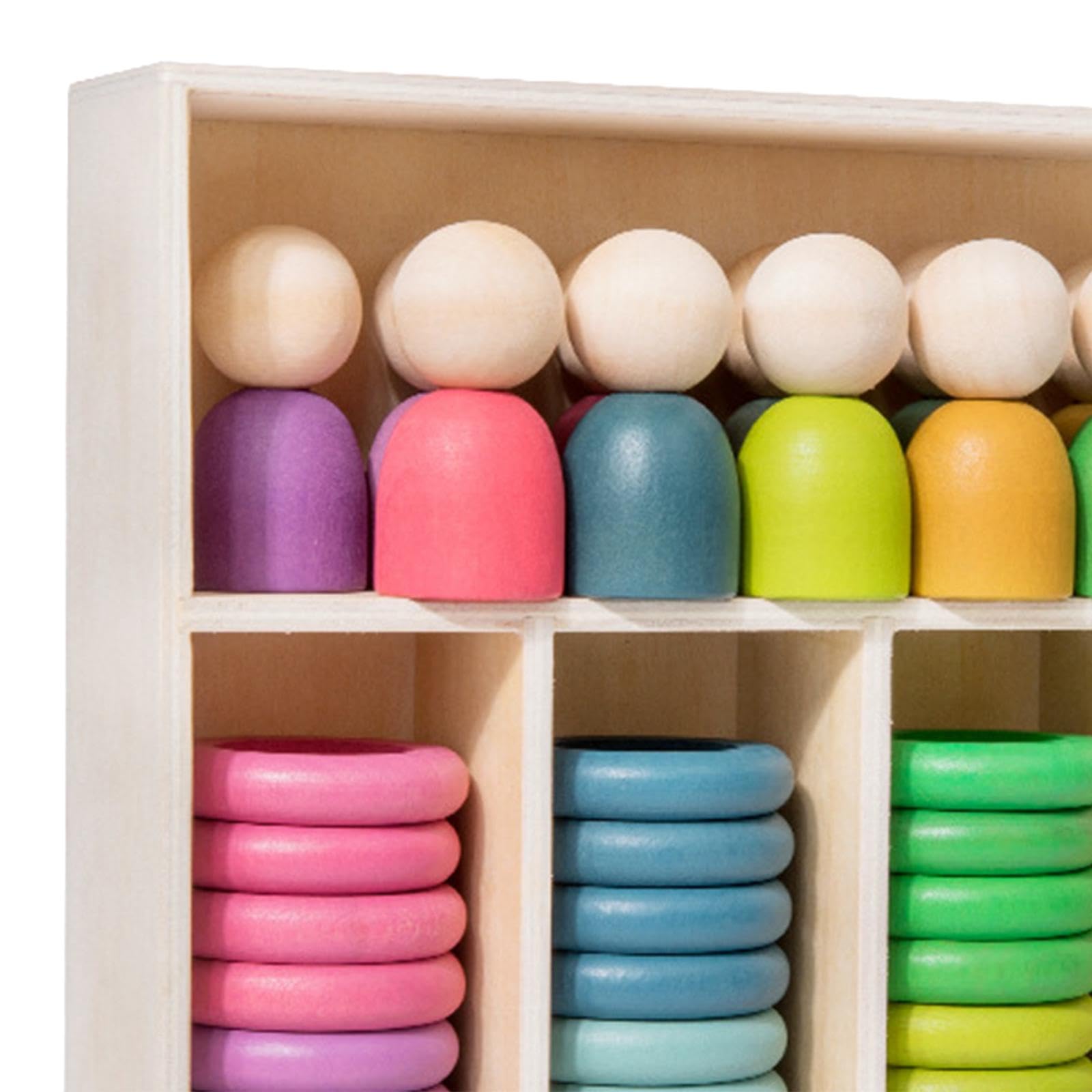 Almencla Stapel Und Sortierspielzeug Aus Holz in Regenbogenfarben – Spielzeug für Jungen Und Mädchen
