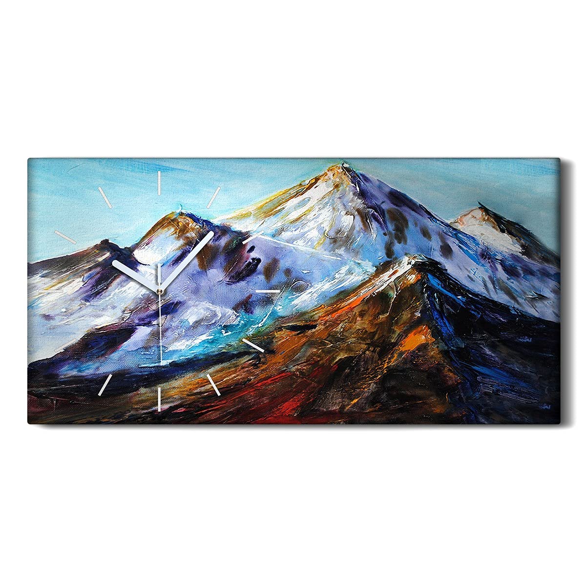 Horloge sur Toile Montagnes Colorées Premium - Art Mural Moderne Cadran Silencieux