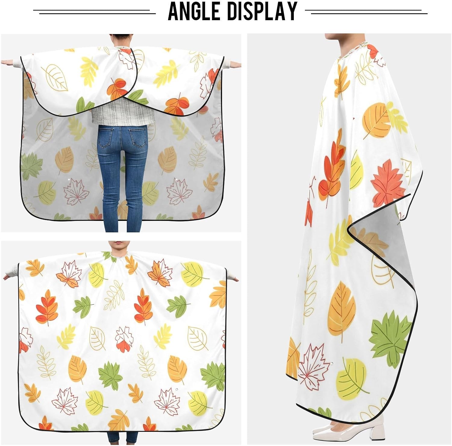 Stylized Autumn Leaves Orange Barbershop Aprons Professional Salon Hairdressing Cape, Polyester Hair Cutting Cape 64.9 in x 55.1 in