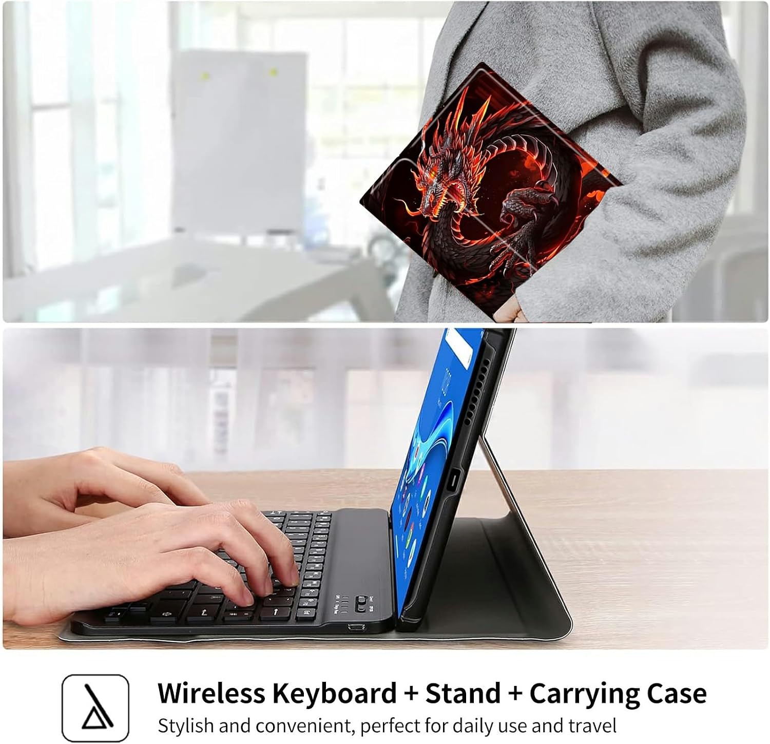 Red Dragon Keyboard Case for Samsung Galaxy Tab S6 Lite 10.4 inch 2022 (SM-P613/P619)/2020 (SM-P610/P615),Slim Stand Protective Cover with Detachable Keyboard