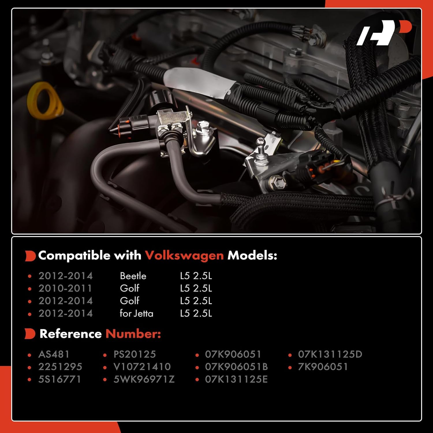 A-Premium Air Injection Sensor [3 Pins] Compatible with Volkswagen Jetta 2012-2014 2.5L, Golf 2010-2014 2.5L, Beetle 2012-2014 2.5L, Replace# 07K906051