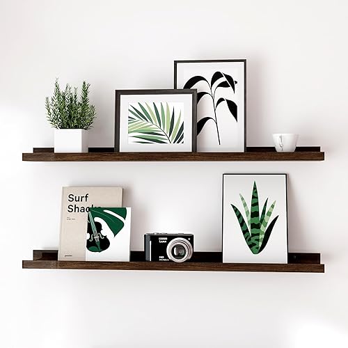 Miniatura 50 de Estantes Flotantes para Decoración de Pared, Estante de Almacenamiento Largo Montado en la Pared para Dormitorio, Sala de Estar, Baño, Cocina,