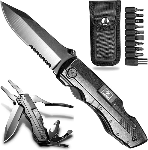 Alicates de bolsillo multiherramienta, cuchillo plegable de acero inoxidable, cuchillo de supervivencia para campamento, abridor de botellas,