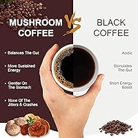 Vista 4 de Mushroom Coffee,Instant Coffee with 6 Adaptogenic Mushrooms (Cordyceps, Lion’s Mane, Shiitake, Turkey Tail) for Better Energy, Focus, Positive Mood