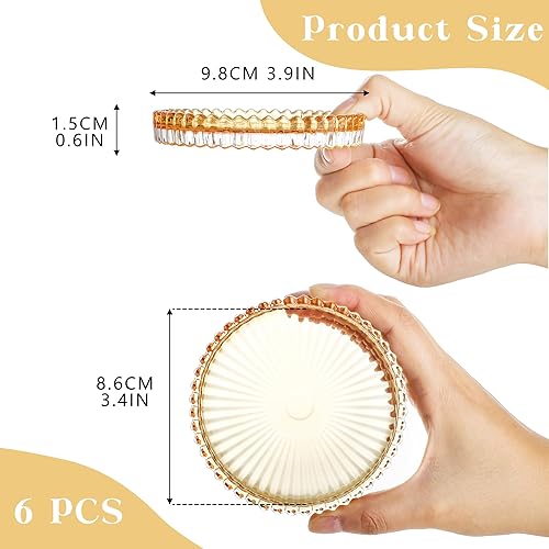 Miniatura 5 de H&D HYALINE & DORA - Juego de 6 velas de cristal transparente y portavelas de cristal amarillo, soporte de vela de vidrio para velas de pilar,