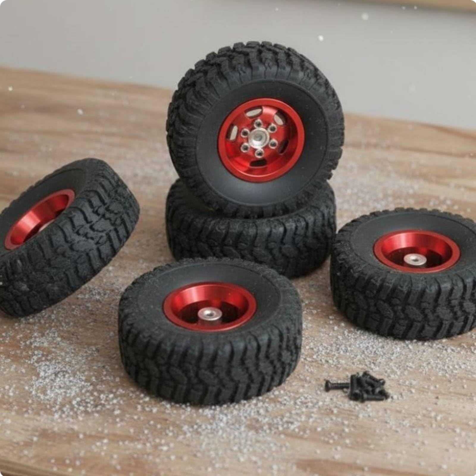 Baoblaze Electric Car Kit Ruote Rc 6x6 Cerchi Camion Metallo Pneumatici Gomma Doppie Posteriori Aderenza su Roccia Esagono 5mm Miglior Bilanciamento Set, Black