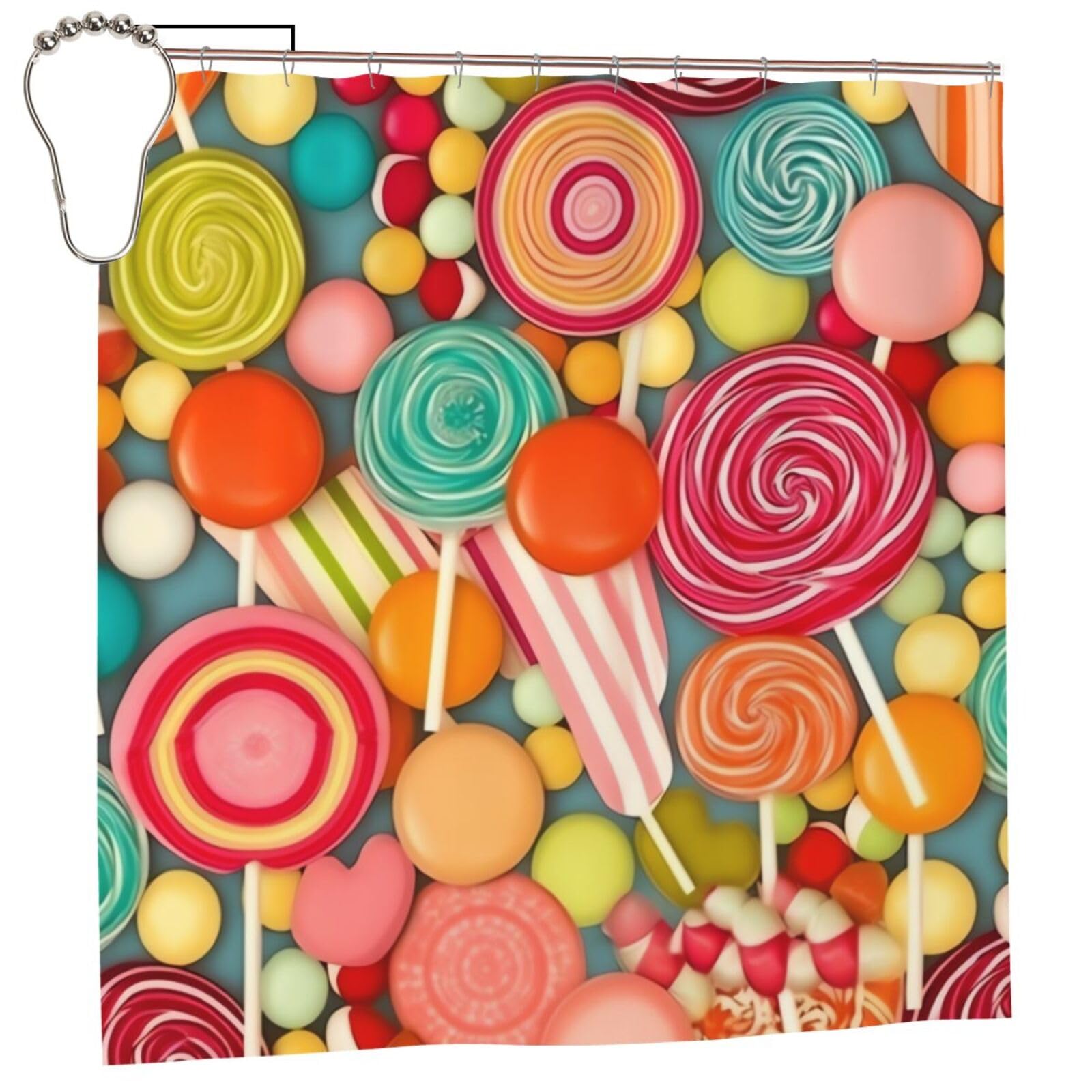 Rideau de douche sucettes 183x183 cm lavable avec 12 crochets