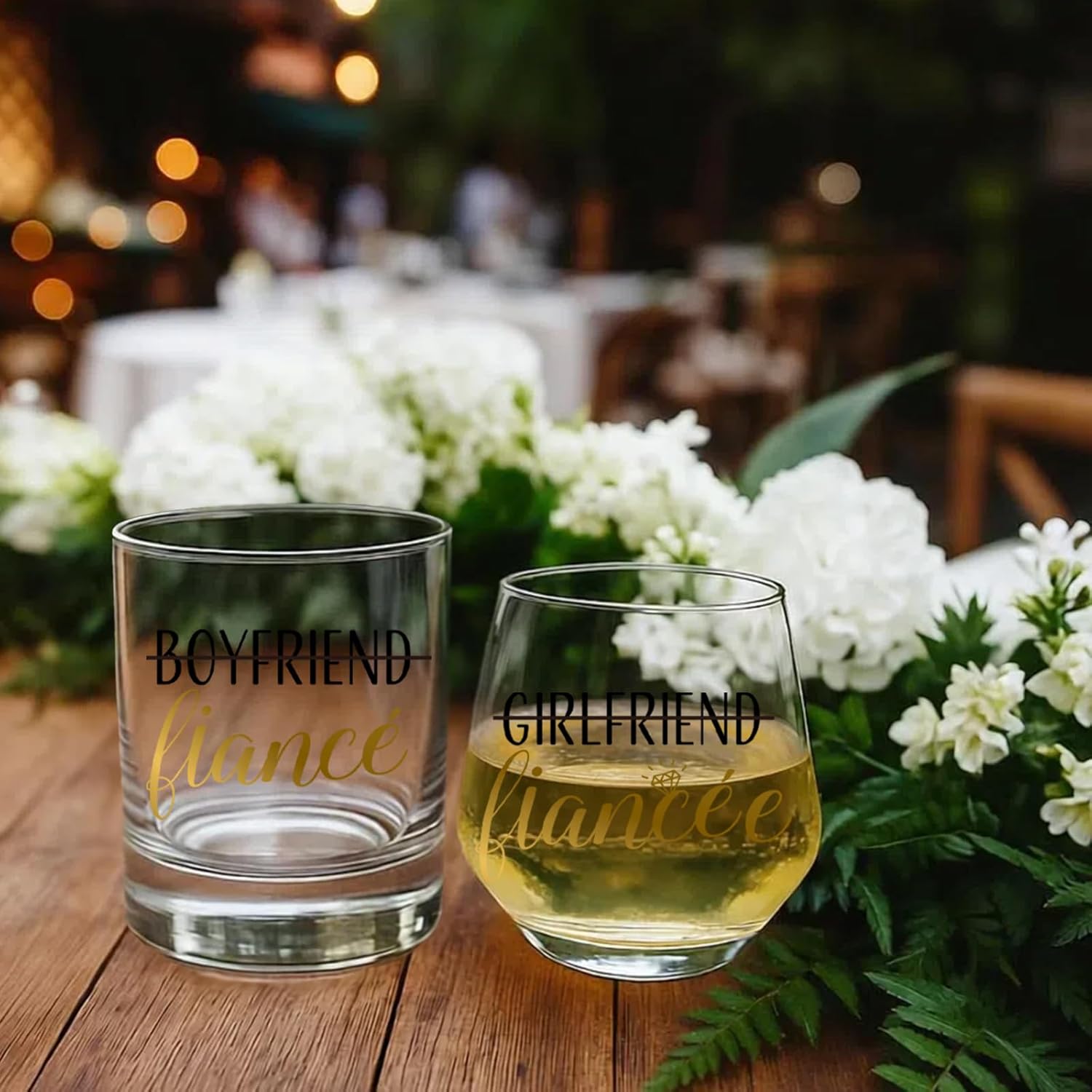 4PCS Fiance Gifts for Him Her Include Scented Candles Wine Bag & Glasses Set,Engagement Gifts for Couples, Engagement Gift for Newly Engaged Couples, Whiskey Wine Glasses Gift for Couple