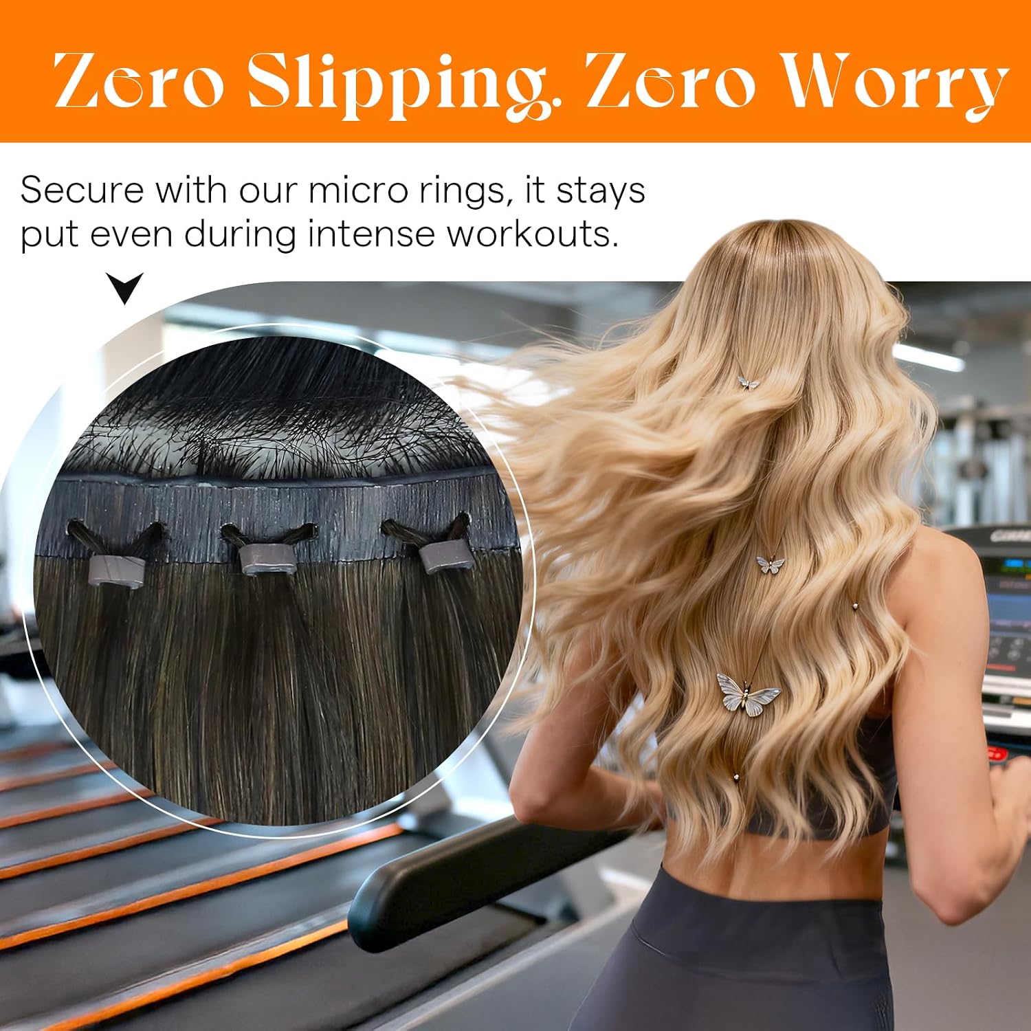 Sunny Hair Butterfly Weft Hair extensions Human Hair 80G PU Weft Extensions with Hole Lightest Brown Highlight Platinum Blonde Straight Add Volume for Women 16 Inch Just Below the Shoulders