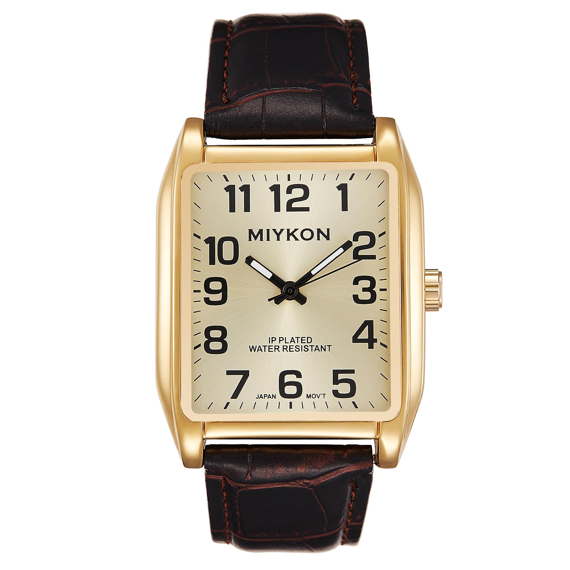 Men Vintage Tank Dress Watch, Genuine Leather Strap, Water Resistant