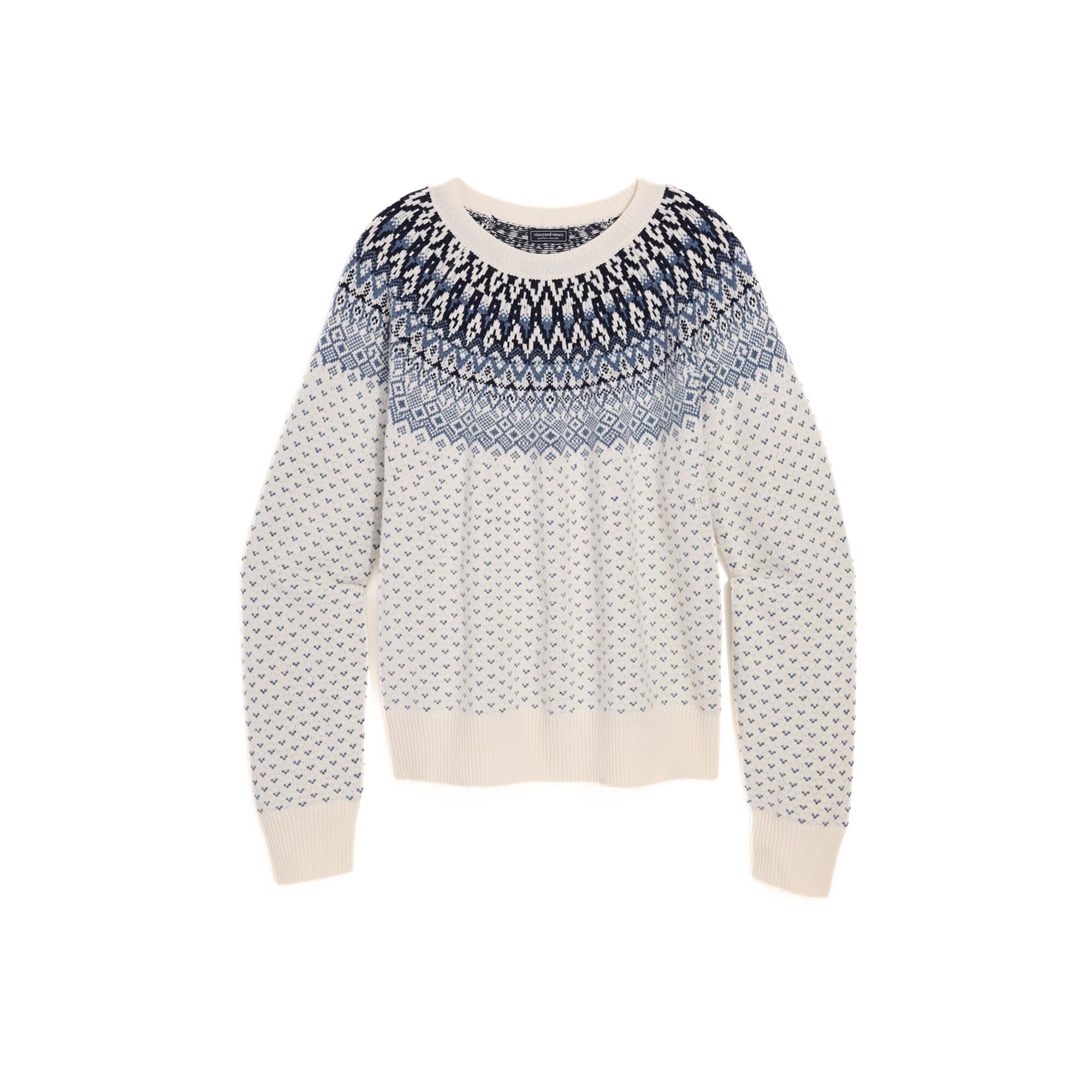 Vineyard Vines Womens Wool Blend Fair Isle Crew Sweater