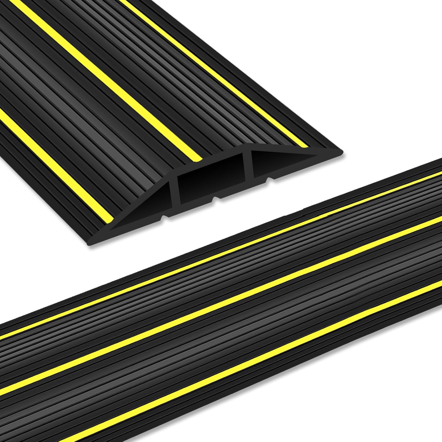 10Ft Floor Cord Cover, Cable Covers for Cords on Floor, Extension Cord Covers Outdoor Floor Power Cord Protector Cable Management, Prevent Trip Hazard for Home Office or Outdoor Settings, Black