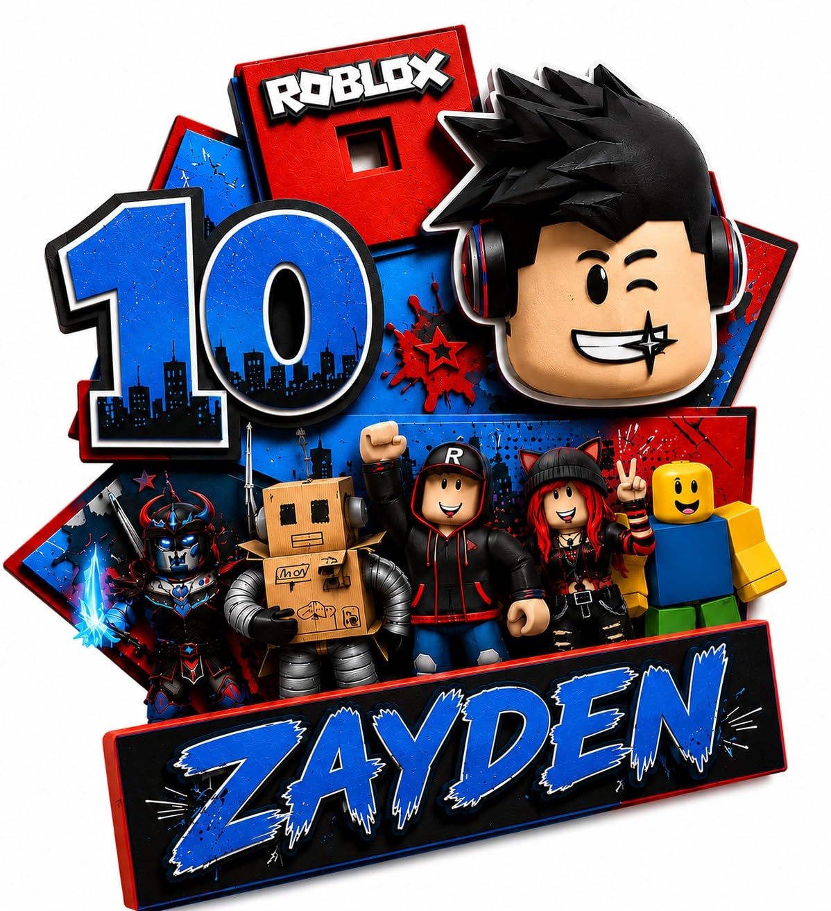 Roblox Personalised Birthday Cake Topper, Die-Cut