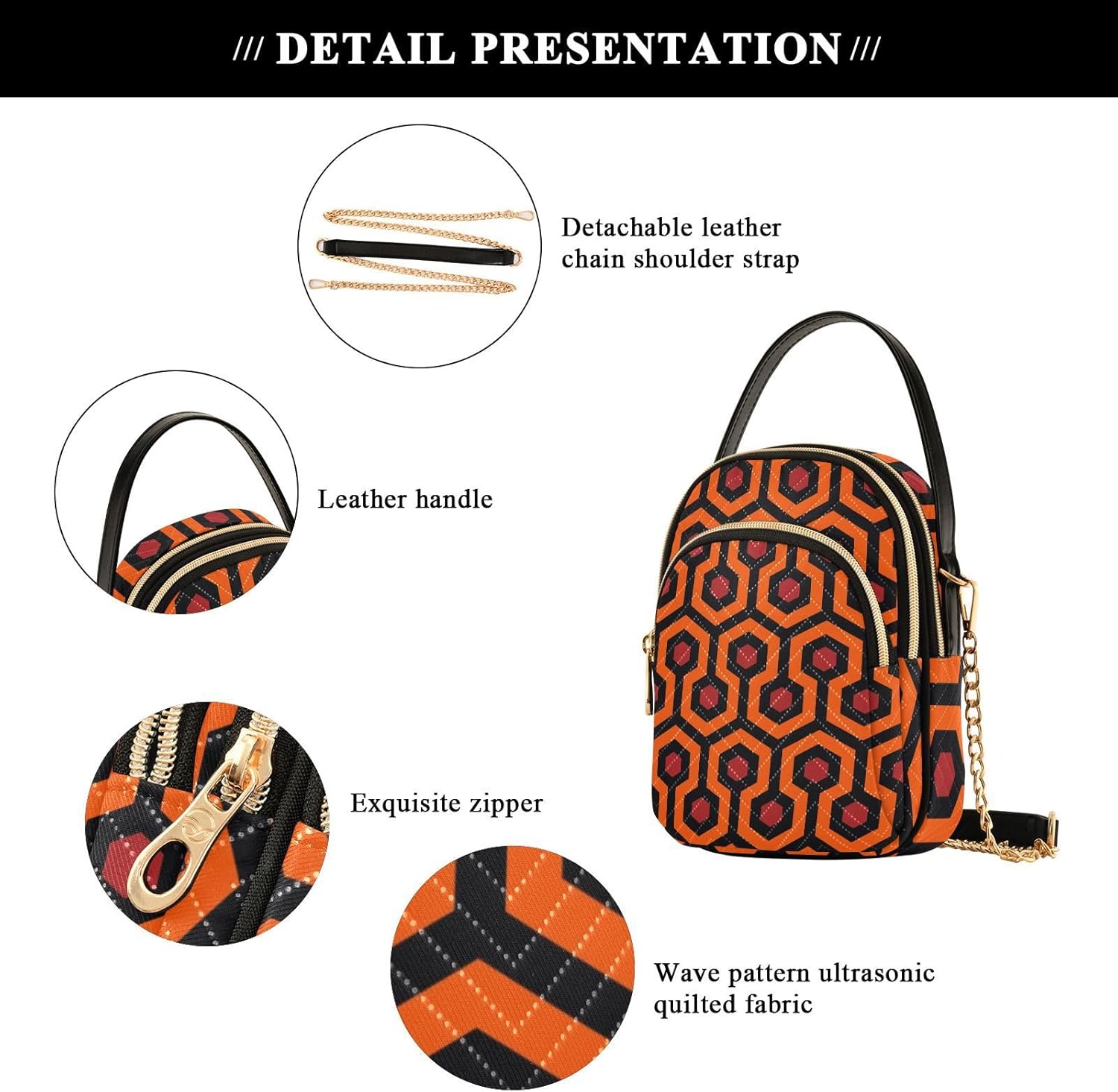 Shining Carpet Crossbody Bags for Women Detachable Strap Purses Shoulder Bag Travel Handbags
