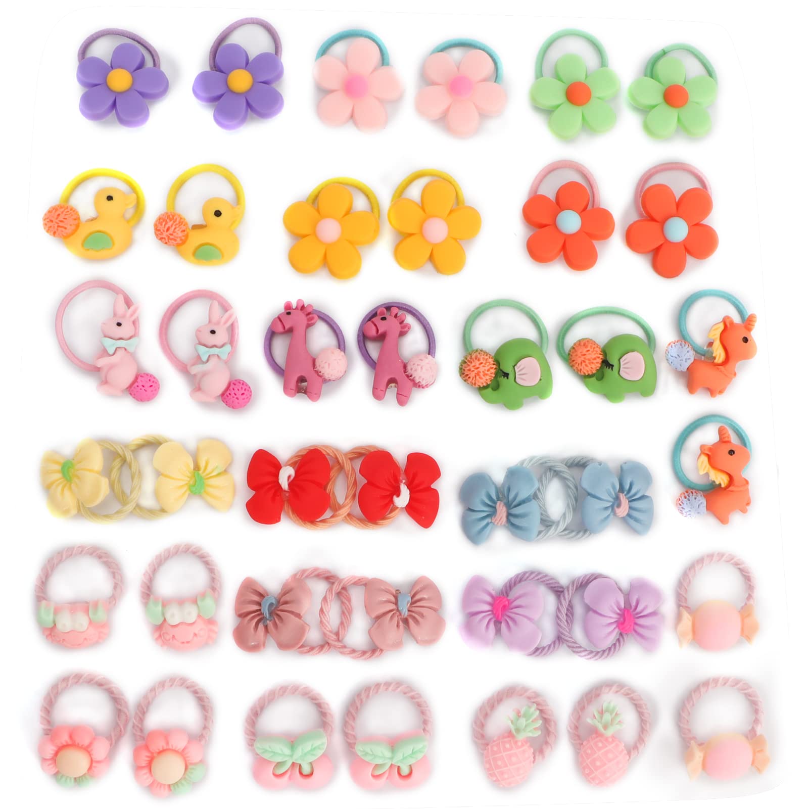 Arqumi Lovely Hair Ties for Girls, [40 Pack] Colorful Elastic Hair Accessories with Cute Flower Decoration, Hair Ropes