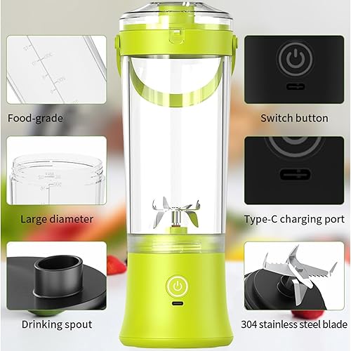 Miniatura 7 de Potente 7.4 V eléctrico Juicer Cup con textura de diseño portátil para frescura Mezcla de frutas en casa Gimnasio Oficina Licuadora de alta velocidad