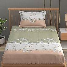 Vaini Premium Heavy Cotton Elastic Single Fitted Bedsheets with 1 King Size Pillow Covers || Single Bed with All Around Elastic 350 TC || 36 x 78 x 6 Inch Single Size Fitted || :- Rust Tricolor
