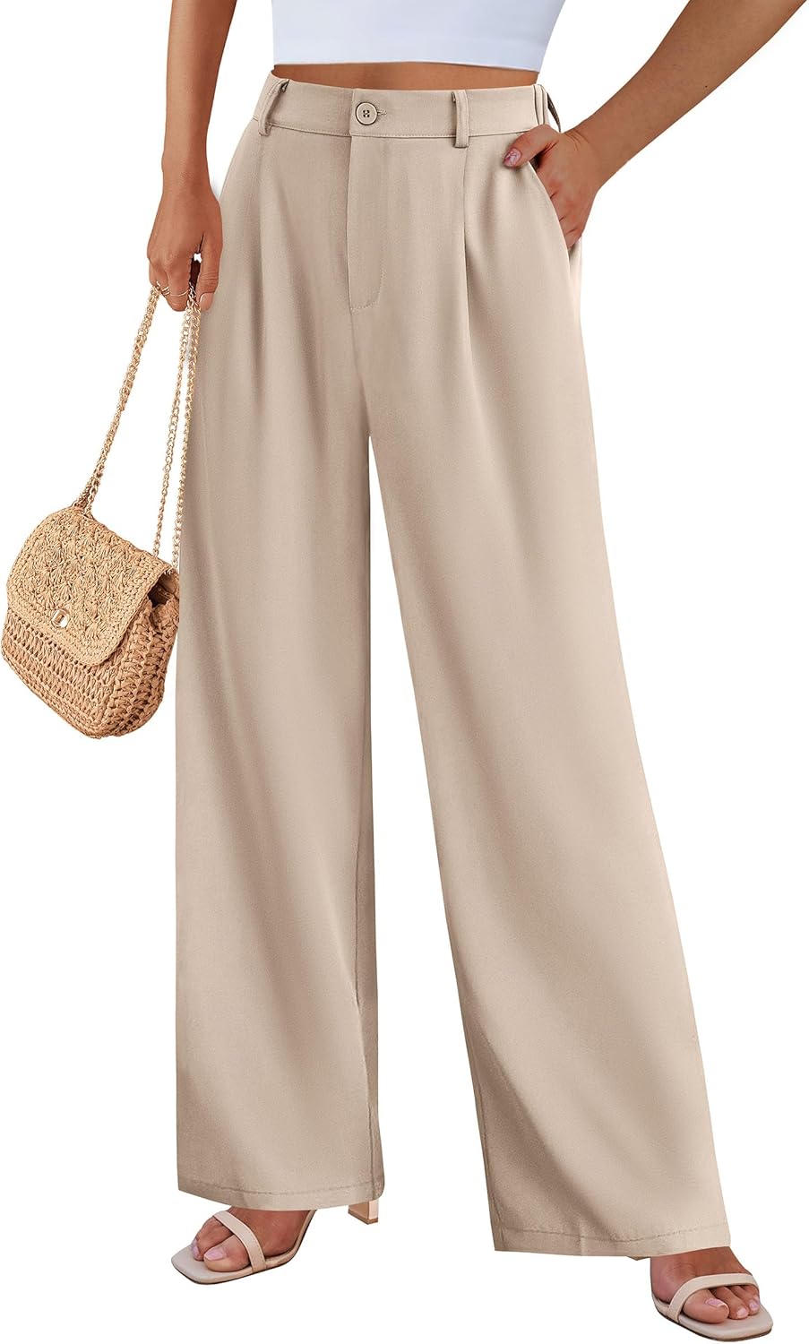 PRETTYGARDEN Wide Leg Pants for Women Trendy 2026 Fall High Waisted Business Casual Outfits Work Pant Trousers - Image 4