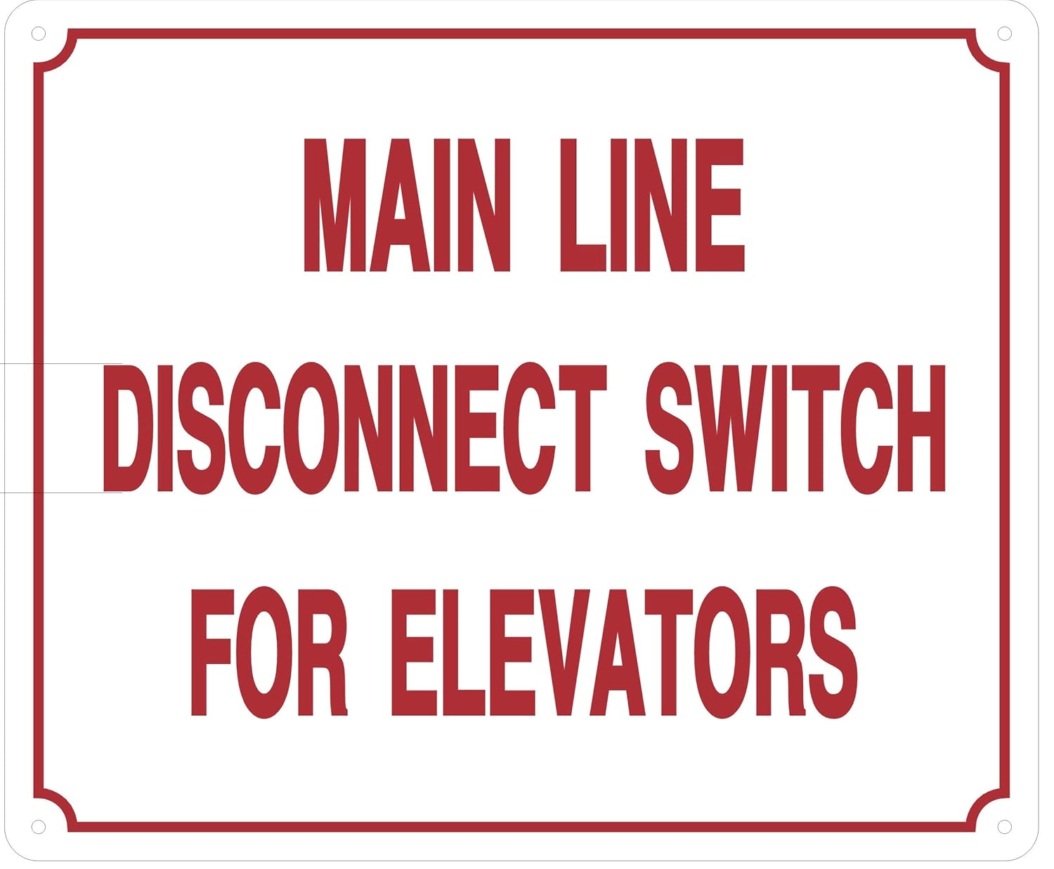 Main LINE Disconnect Switch for Elevators Sign (Aluminium Reflective