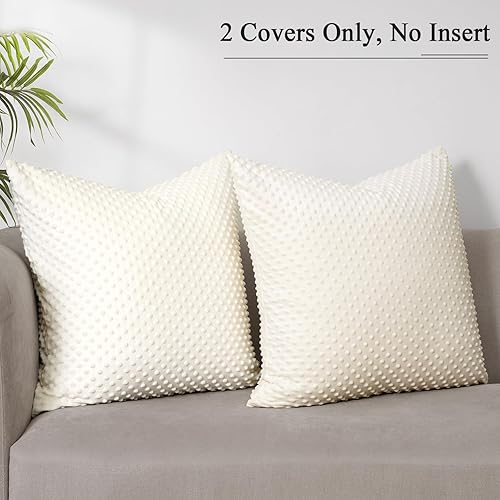 Miniatura 8 de PHF Minky - Funda de almohada de lunares de 20 x 20 pulgadas, paquete de 2 fundas de cojín de terciopelo real de burbujas de Minky suave, acogedora,