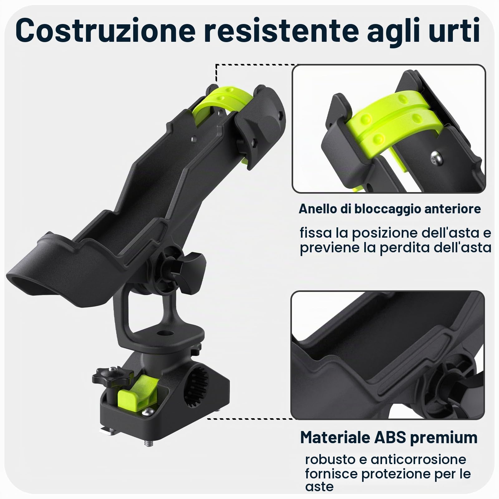 BOOSTEADY Supporto per Canna da Pesca per Barca con Montaggio Combinato, Set di 2 Supporti per Canna da Pesca per Kayak con Regolazione a 360 Gradi