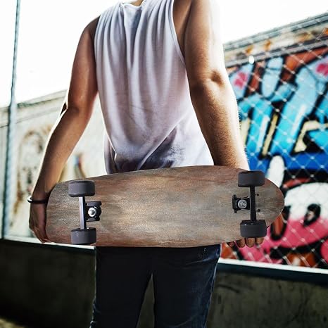 Kigai Brown Gray Print Skateboard Grip Tape 10x44 inch Waterproof Sandpaper Longboard Griptape Non Slip Bubble Free Sheet for Scooter, Rollerboard