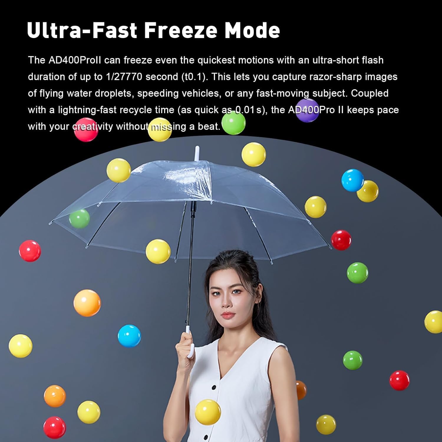 GODOX AD400 PRO AD400Pro II Outdoor Flash Monolight Strobe Light Photography,30W Bi-Color Modeling Lamp,1/8000 s HSS,GN72 ISO100,400Ws 460 Full-Power Flashes