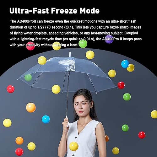 Vista 30 de Godox AD600 Pro AD600Pro - Luz estroboscópica de 600 W, flash para exteriores, monoligh TTL 2.4G 1/8000s HSS, batería de 2600 mAh, 360 flash