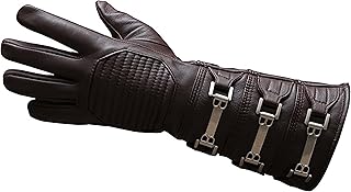 URBAN BUCK Herrenhandschuh, echtes Leder, lang, normale Passform, verschiedene Schnallen, Cosplay-Handschuh