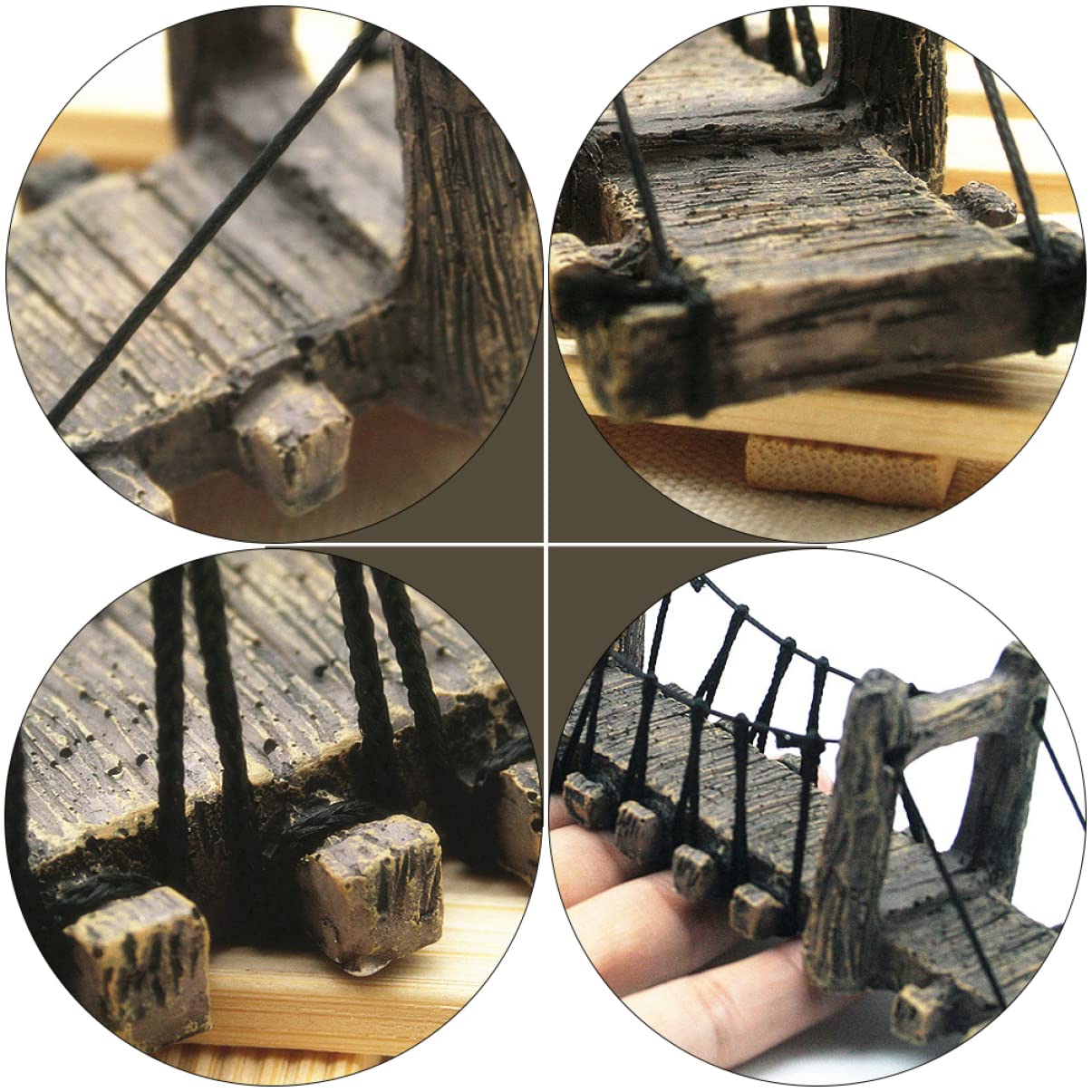 Resina Simulación Escondite Acuario Puente Acuático Escalada Ocultar Adornos for Cuerda Paisajismo Plantas Cabaña Cueva Decorativa Plataforma de Peces Reptiles Tomar el Sol Accesorios de Decoración Pa