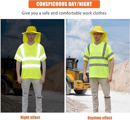 Miniatura 4 de AYKRM Hi Vis - Camiseta ANSI Clase 3 con cuello en V reflectante de seguridad de alta visibilidad (XS-6XL)