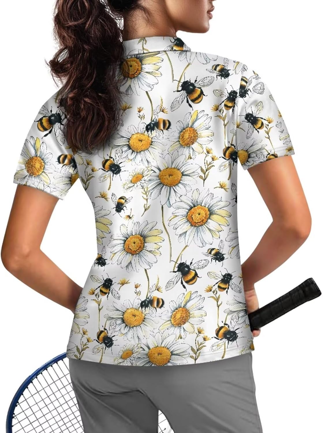Women's Short Sleeve Golf Shirt for 2025 Trendy Zip Polo Shirt Womens Plus Size Tops - Image 2