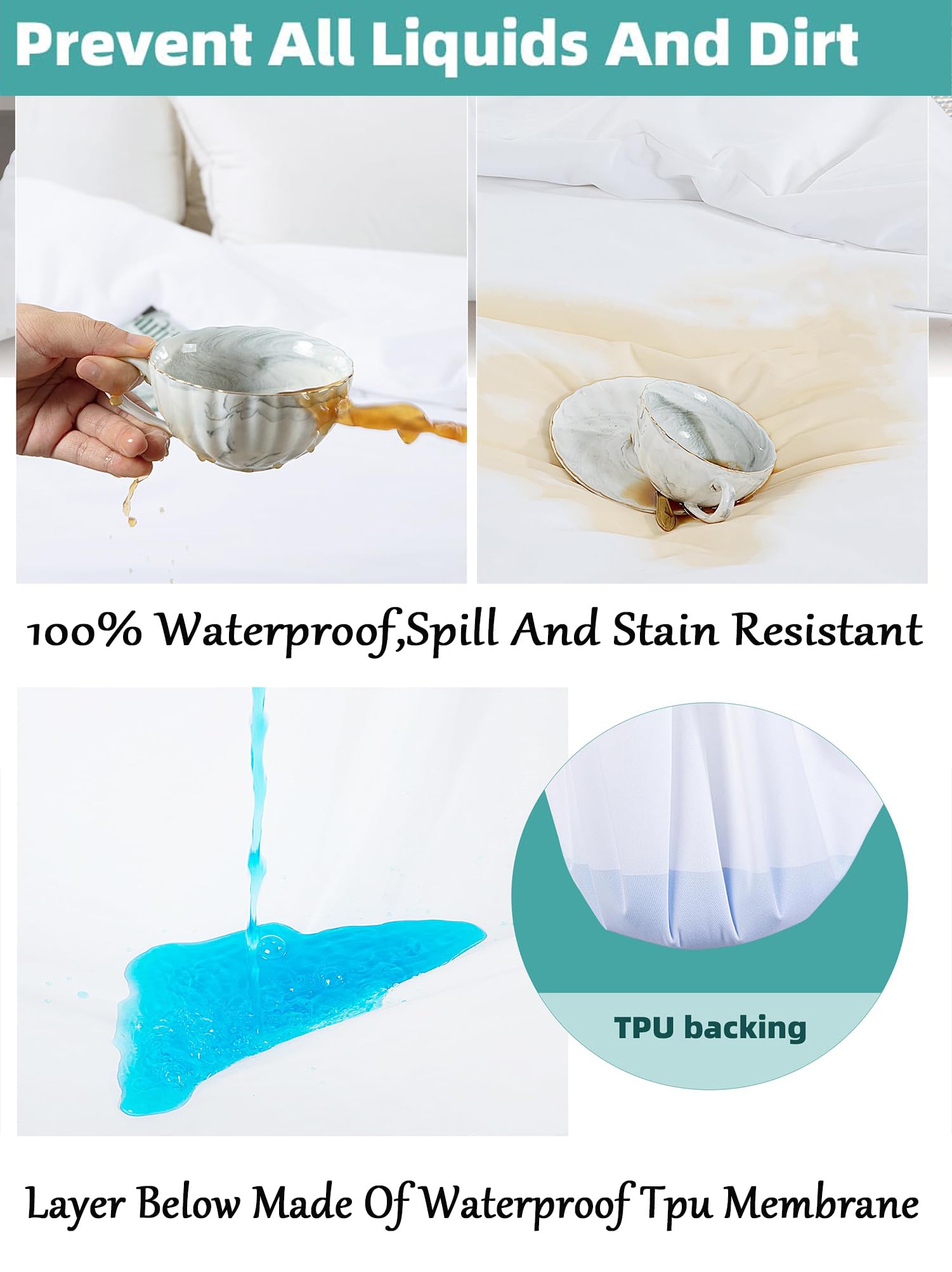 WYFKYMXX Three Layers of Waterproof Zippered Duvet Cover Reusable Breathable Incontinence Elder Duvet Protector -Include Internal Ties- Suitable for King